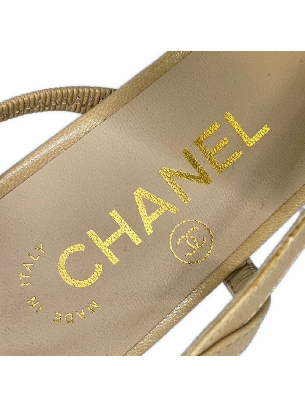 Chanel Sandals 35 C Beige Black Leather - Picture 9 of 13